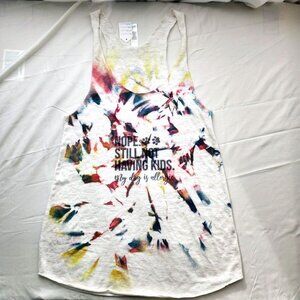 Hand Dyed Small Tank Top " Not Having Kids, Dog is Allergic", New Custom Made